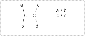 Text Box:   a           c      \         /               a ≠ b       C = C                c ≠ d       /         \     b         d