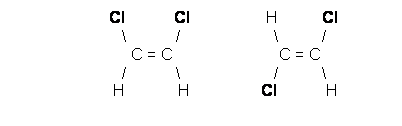 Text Box: Cl           Cl                 H          Cl     \           /                     \          /       C = C                        C = C      /           \                     /          \   H            H                Cl           H         1,2-dicloro-eteno          1,2-dicloro-eteno