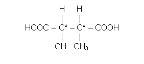 Text Box:                H     H                  |       |  HOOC – C* – C* – COOH                   |       |                OH   CH3