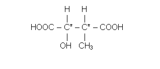 Text Box:                H     H                  |       |  HOOC – C* – C* – COOH                   |       |                OH   CH3